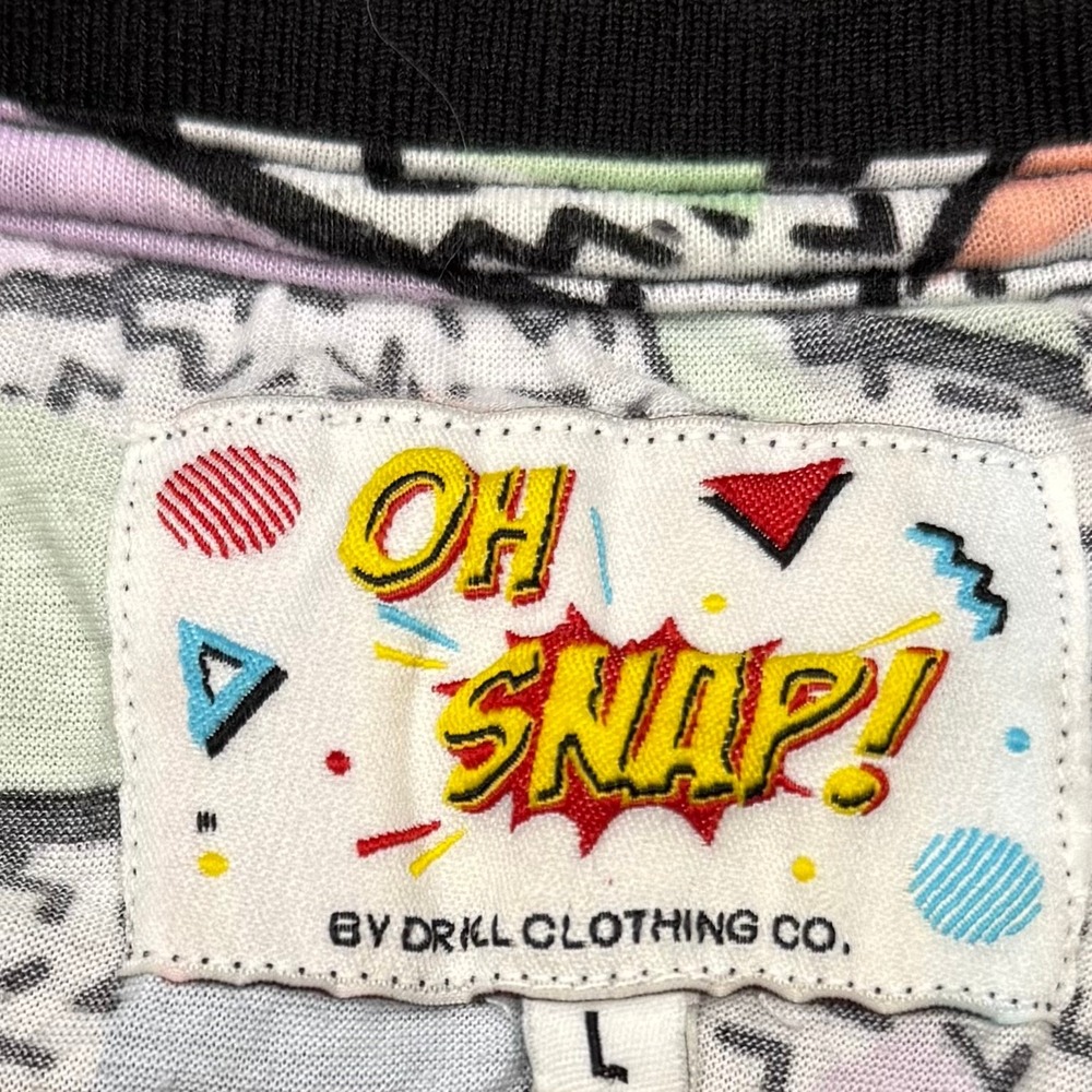 Oh Snap! by Drill Clothing Co Mens Large 90s Retro Geometric Pastel T-Shirt L - Picture 3 of 5